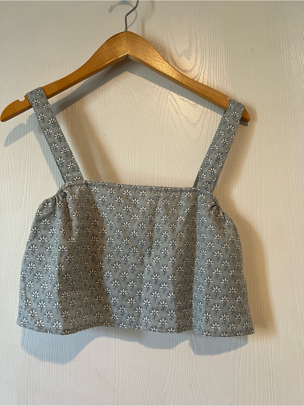 Laude the Label Flower Print Cropped Light Blue Tank Size XS